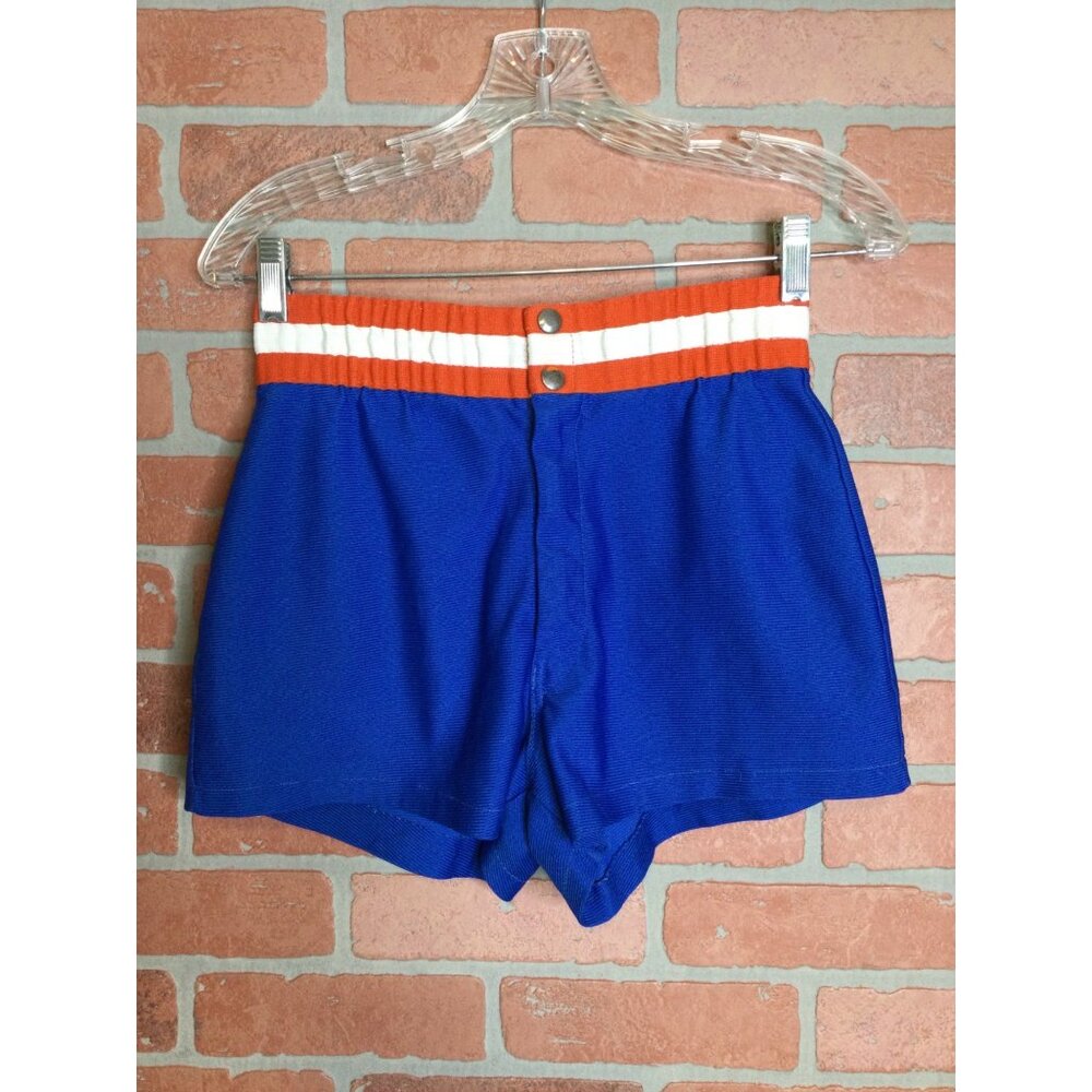 Vintage 70s Mens Athletic Short Shorts Buttoned Waistband Hot Pants Pockets S